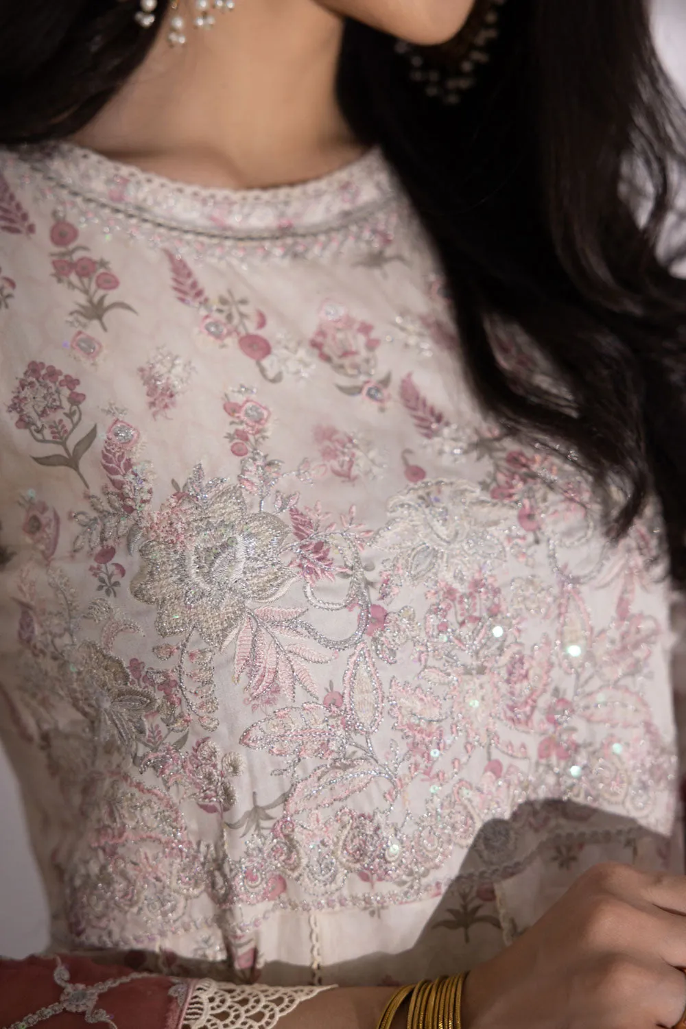 2 Piece - Embroidered Cotton Suit