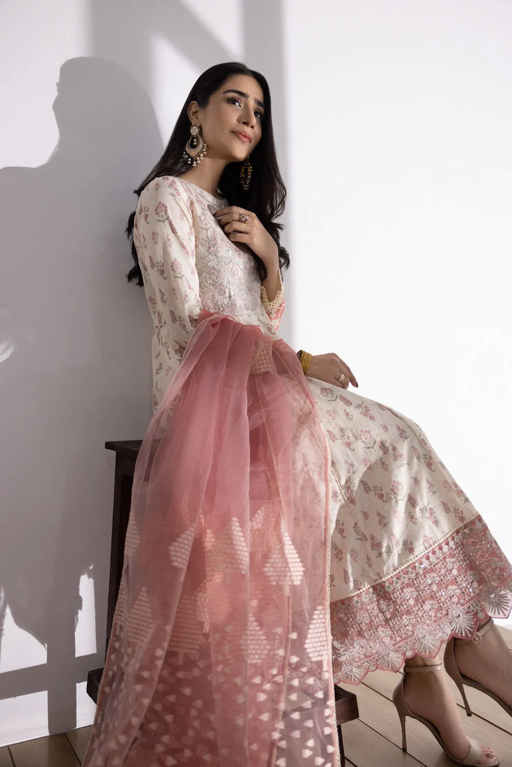 2 Piece - Embroidered Cotton Suit