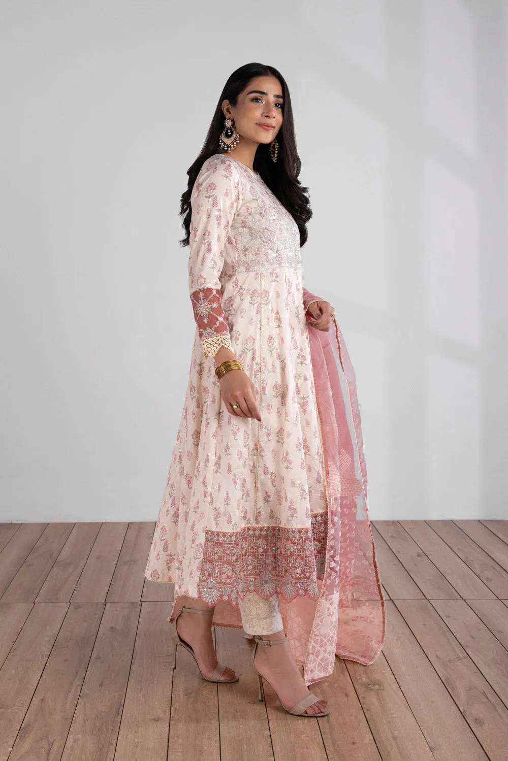 2 Piece - Embroidered Cotton Suit