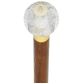 8 Ball Clear Sparkle Round Knob Cane w/ Custom Color Ash Shaft & Collar