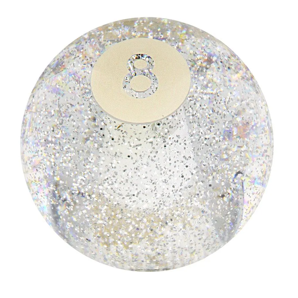 8 Ball Clear Sparkle Round Knob Cane w/ Custom Color Ash Shaft & Collar
