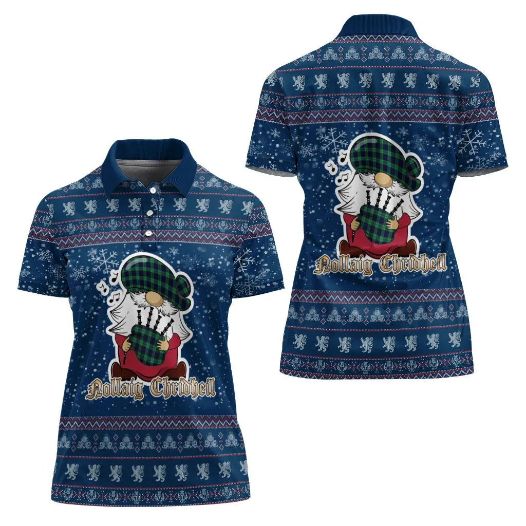 Abercrombie Clan Christmas Family Polo Shirt with Funny Gnome Playing Bagpipes