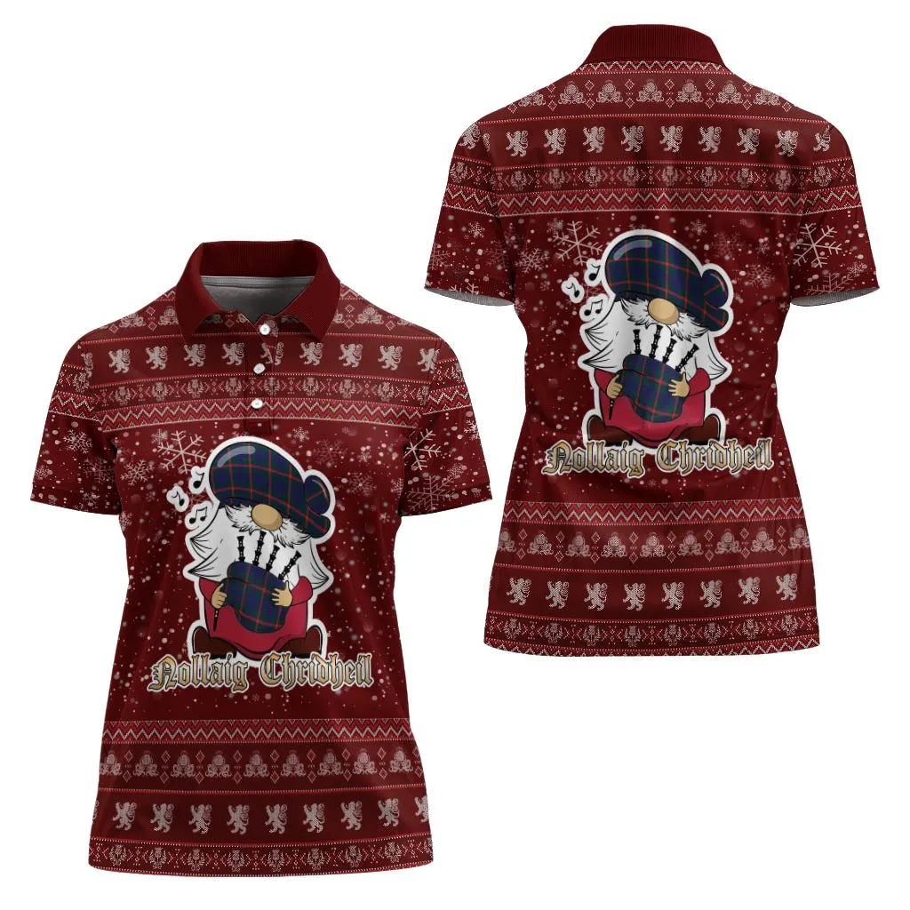 Agnew Clan Christmas Family Polo Shirt with Funny Gnome Playing Bagpipes