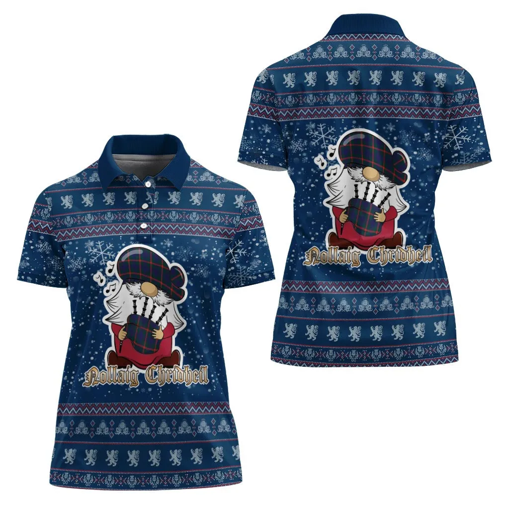 Agnew Clan Christmas Family Polo Shirt with Funny Gnome Playing Bagpipes