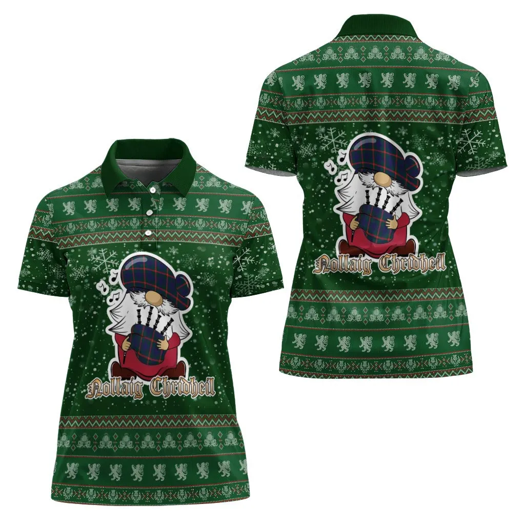 Agnew Clan Christmas Family Polo Shirt with Funny Gnome Playing Bagpipes
