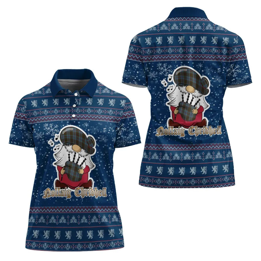 Anderson Clan Christmas Family Polo Shirt with Funny Gnome Playing Bagpipes
