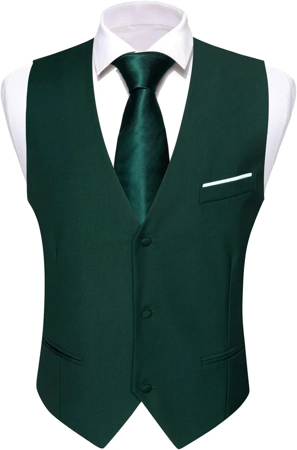 Barry.Wang Mens Formal Suit Vest Slim Fit V-neck 2 Pockets Wedding Party Dress Waistcoat