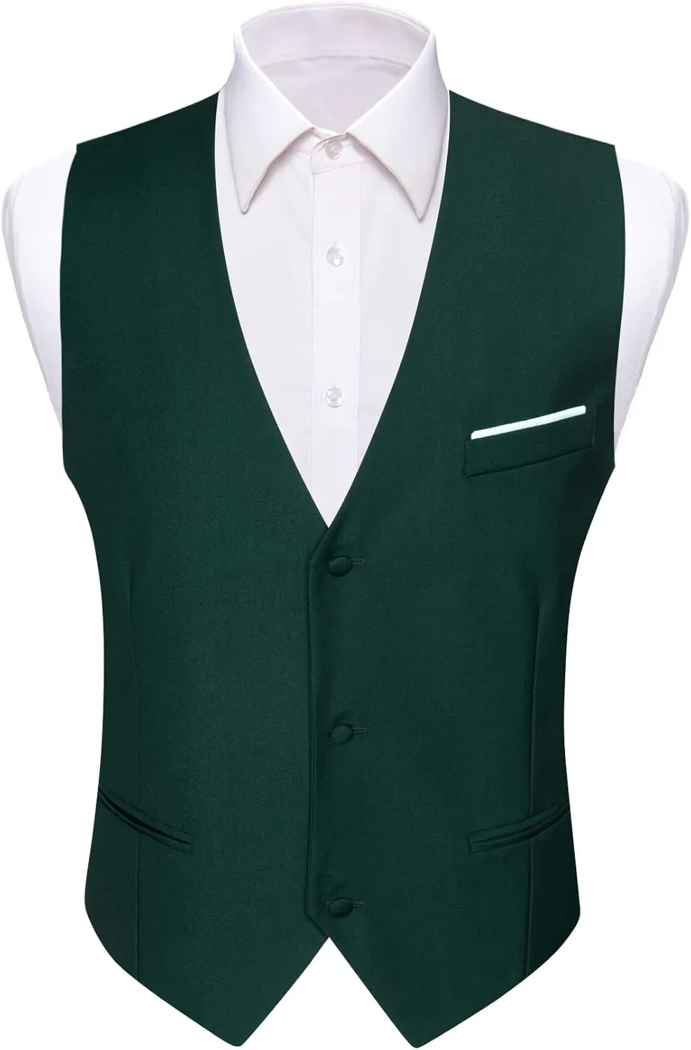 Barry.Wang Mens Formal Suit Vest Slim Fit V-neck 2 Pockets Wedding Party Dress Waistcoat