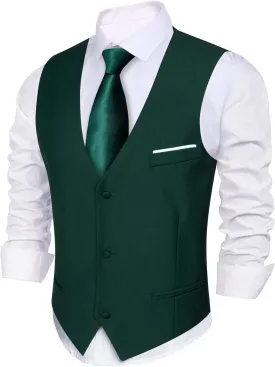 Barry.Wang Mens Formal Suit Vest Slim Fit V-neck 2 Pockets Wedding Party Dress Waistcoat