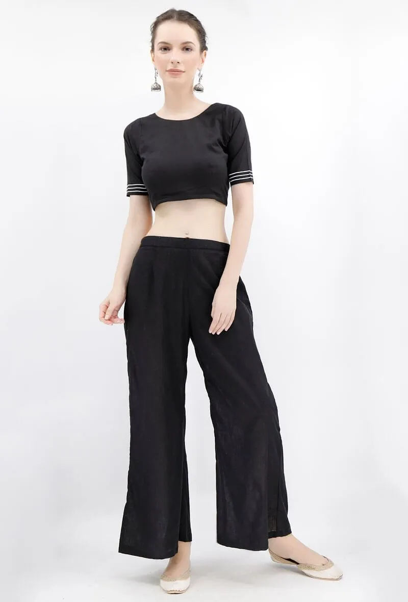 Black Rabari Cotton Backless Padded Blouse