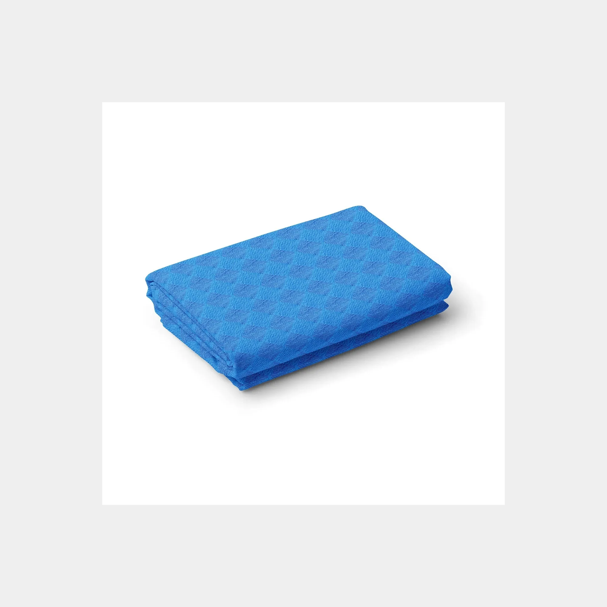 Blue Geometrical Thread Embroidery Cotton Fabric