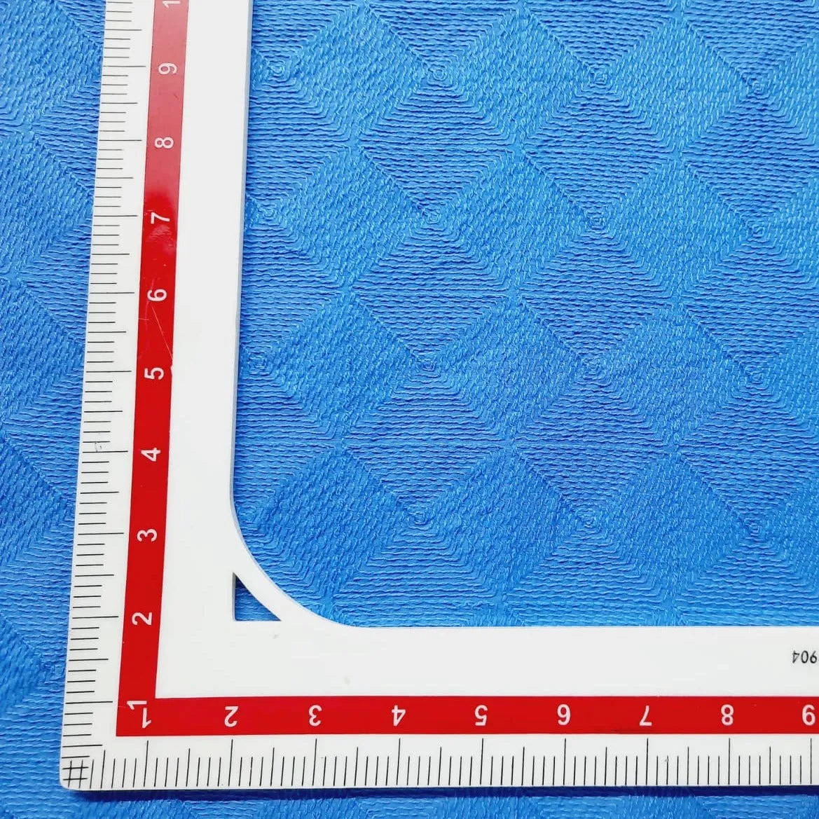 Blue Geometrical Thread Embroidery Cotton Fabric