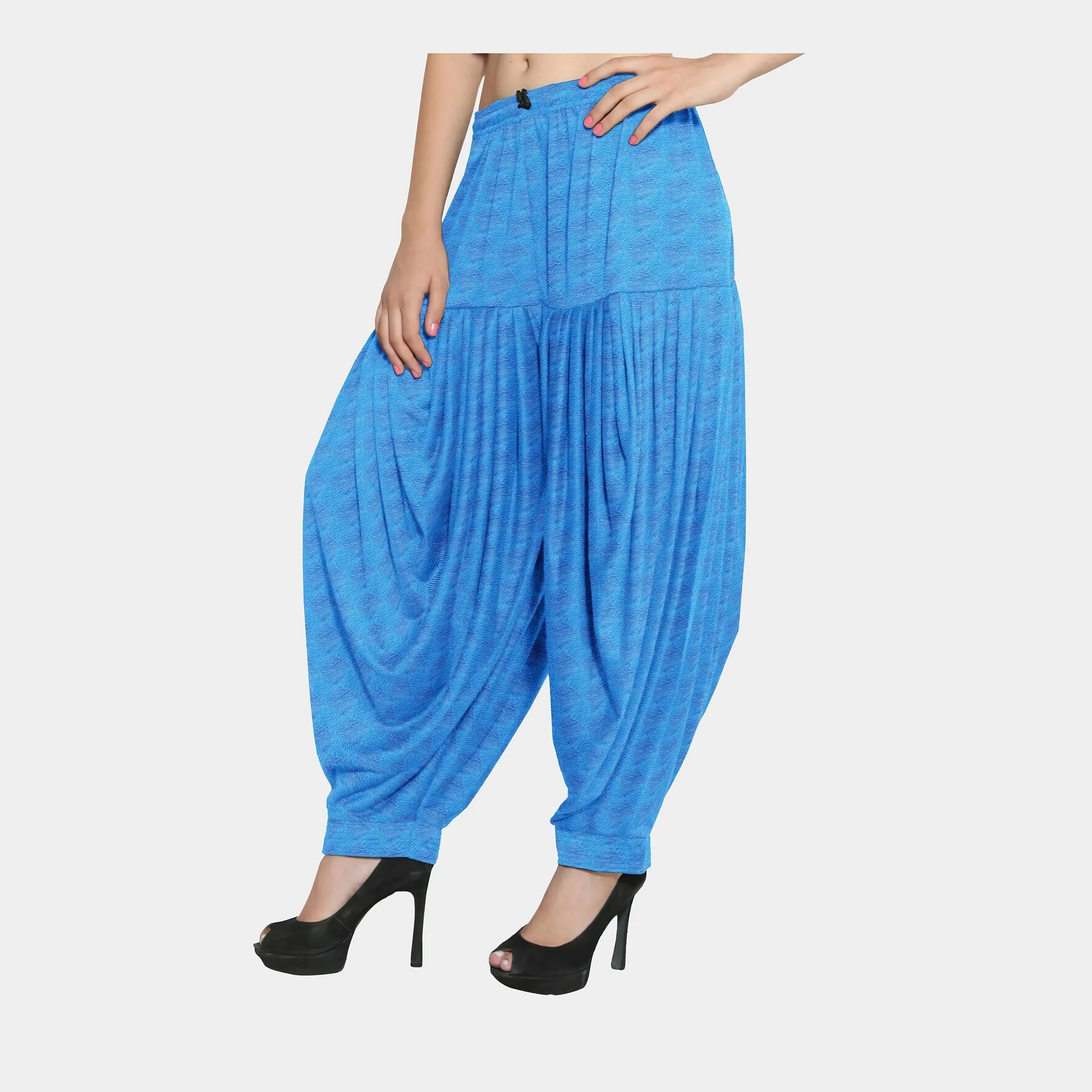 Blue Geometrical Thread Embroidery Cotton Fabric
