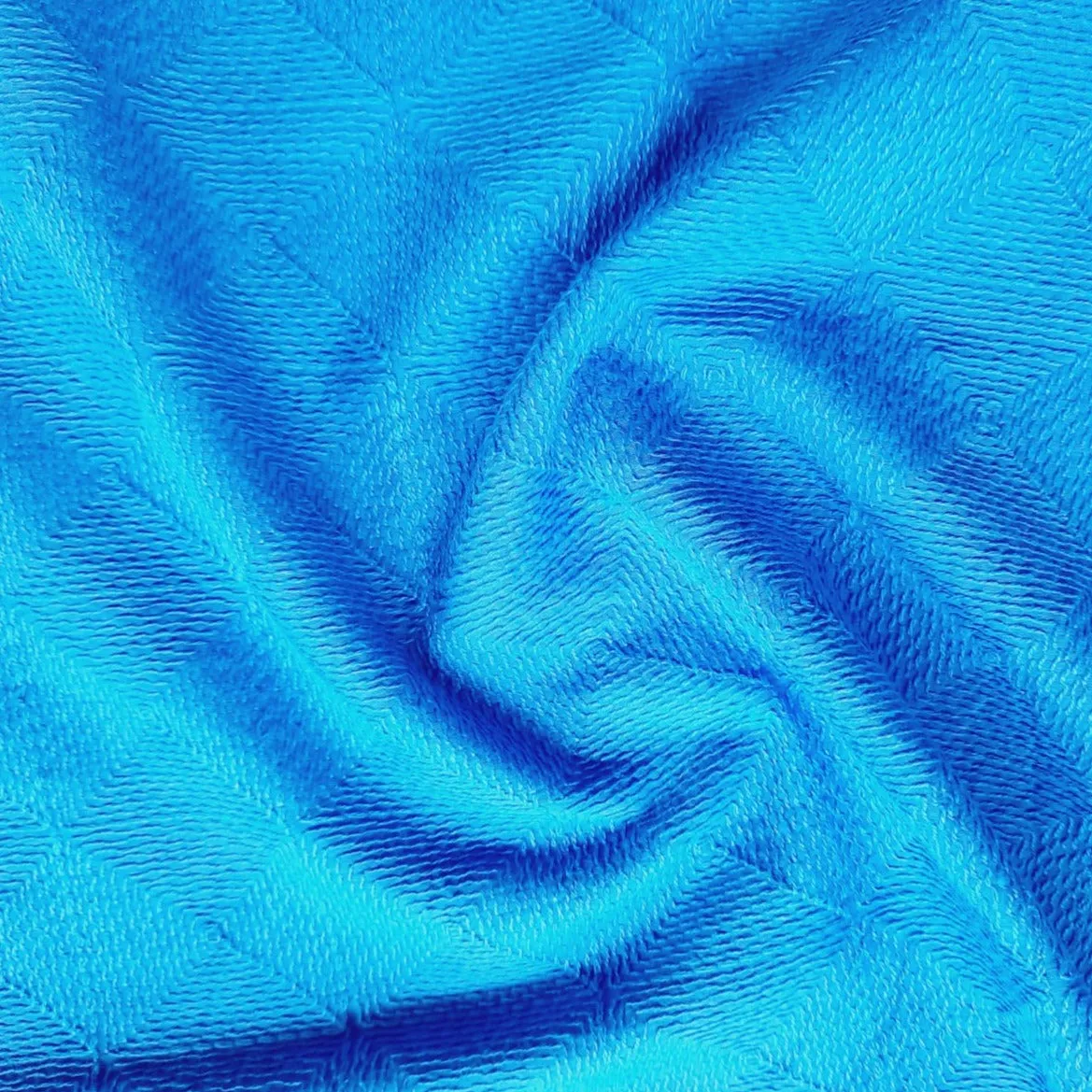 Blue Geometrical Thread Embroidery Cotton Fabric