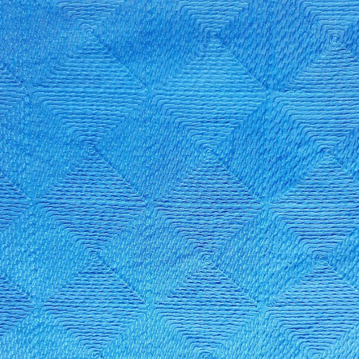 Blue Geometrical Thread Embroidery Cotton Fabric