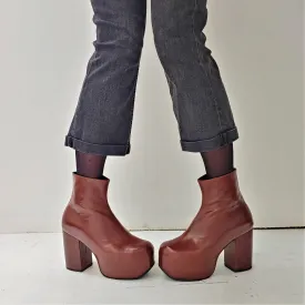 Chestnut Brown Platform Ankle Boots