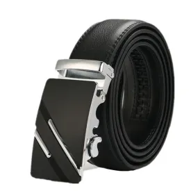 Classy Men Black & Silver Leather Suit Belt