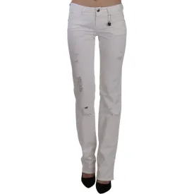 Costume National Chic White Slim Fit Cotton Jeans