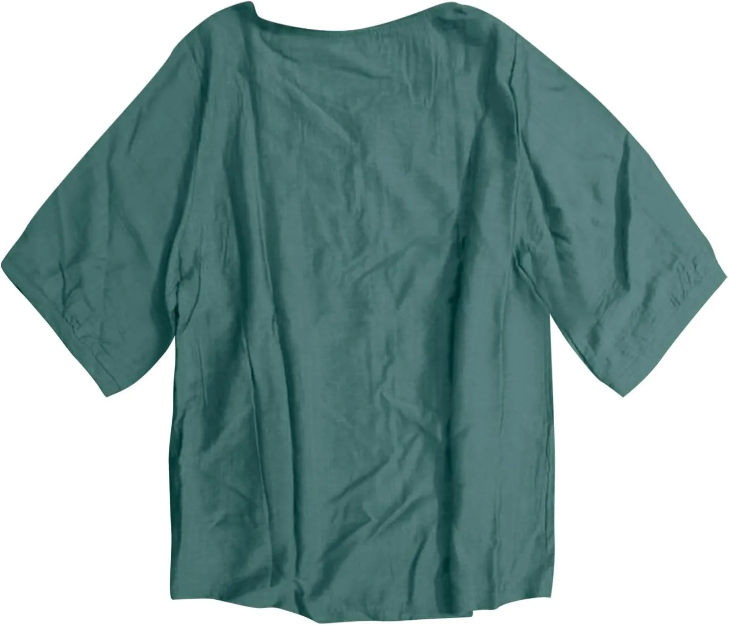 Cotton Linen Shirts for Women 2025 Trendy Summer Retro Embroidered 3/4 Sleeve Boho Blouse Dressy Casual Vacation Top