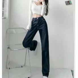 deanwangkt Women Pant Woman Jeans High Waist Denim Pants Wide Leg Denim Clothing Blue Jeans Vintage Quality  Fashion Straight Pants