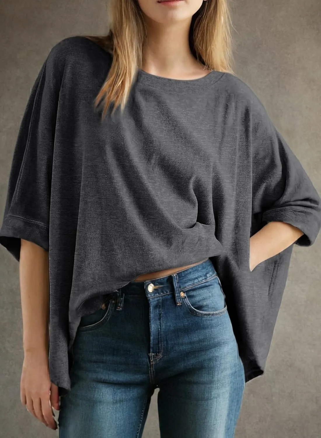 Dokotoo Summer Shirts 2025 Womens Solid T Shirts for Women Loose Oversized Tops Basic Tee