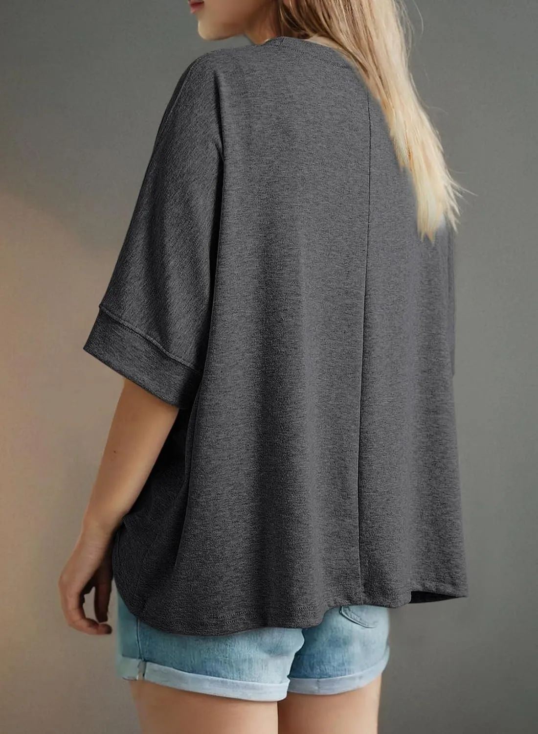 Dokotoo Summer Shirts 2025 Womens Solid T Shirts for Women Loose Oversized Tops Basic Tee