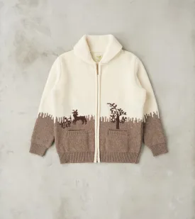 French Merino Wool Jacquard Zipped Sweater - Goat & Tree