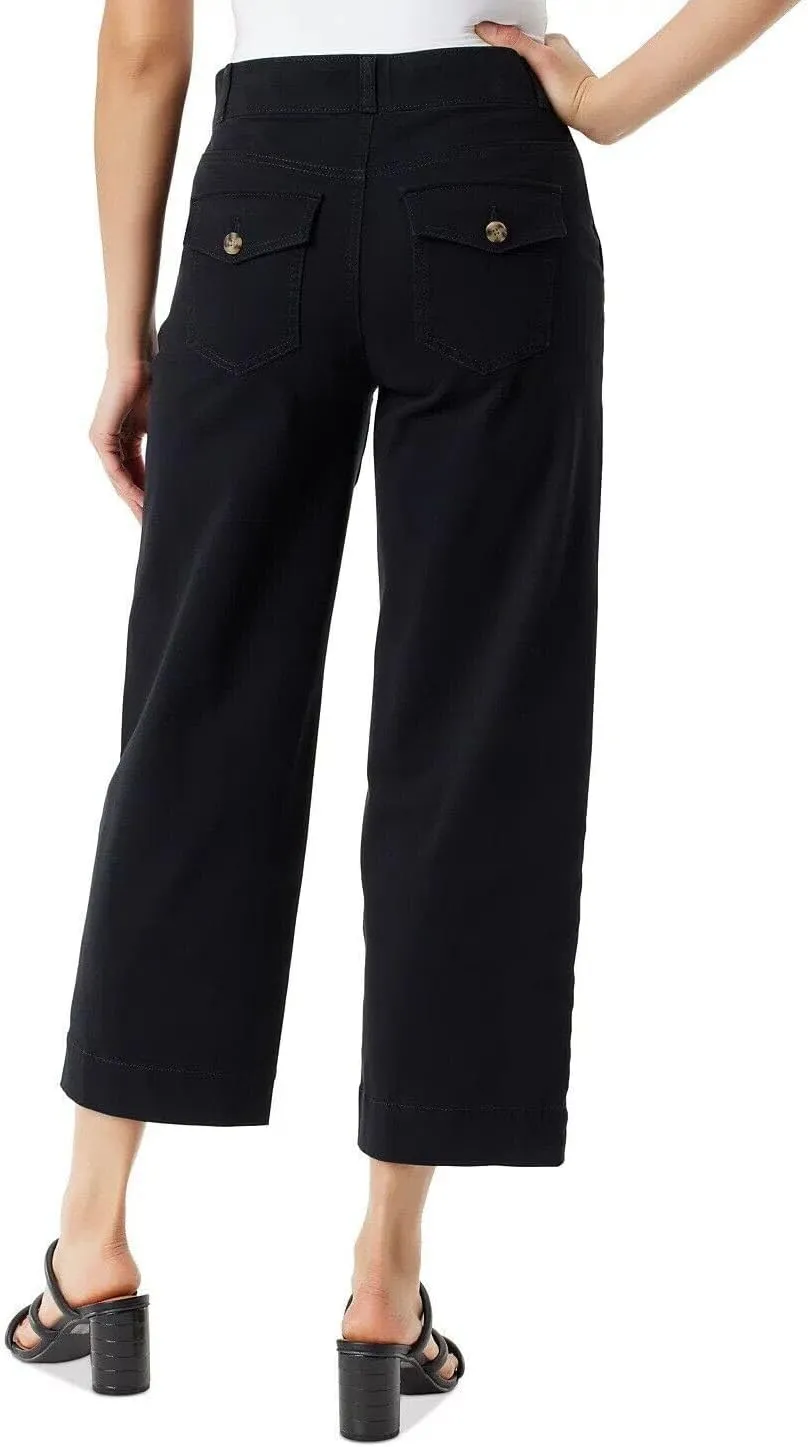 Gloria Vanderbilt Women's Wide Leg Pull On Crop Pants with Smoothing Tummy Panel