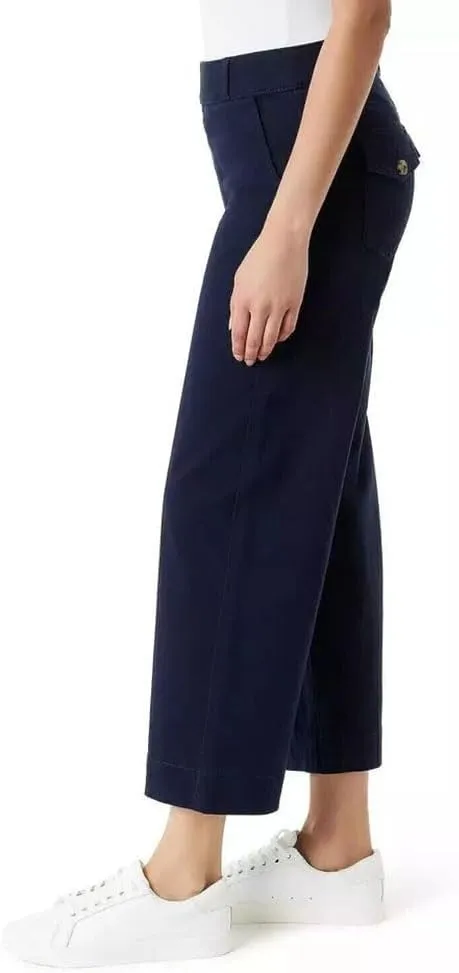 Gloria Vanderbilt Women's Wide Leg Pull On Crop Pants with Smoothing Tummy Panel