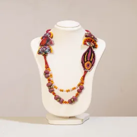 Hand Embroidered Fabart Necklace with Beadwork by Rangila Dhaga