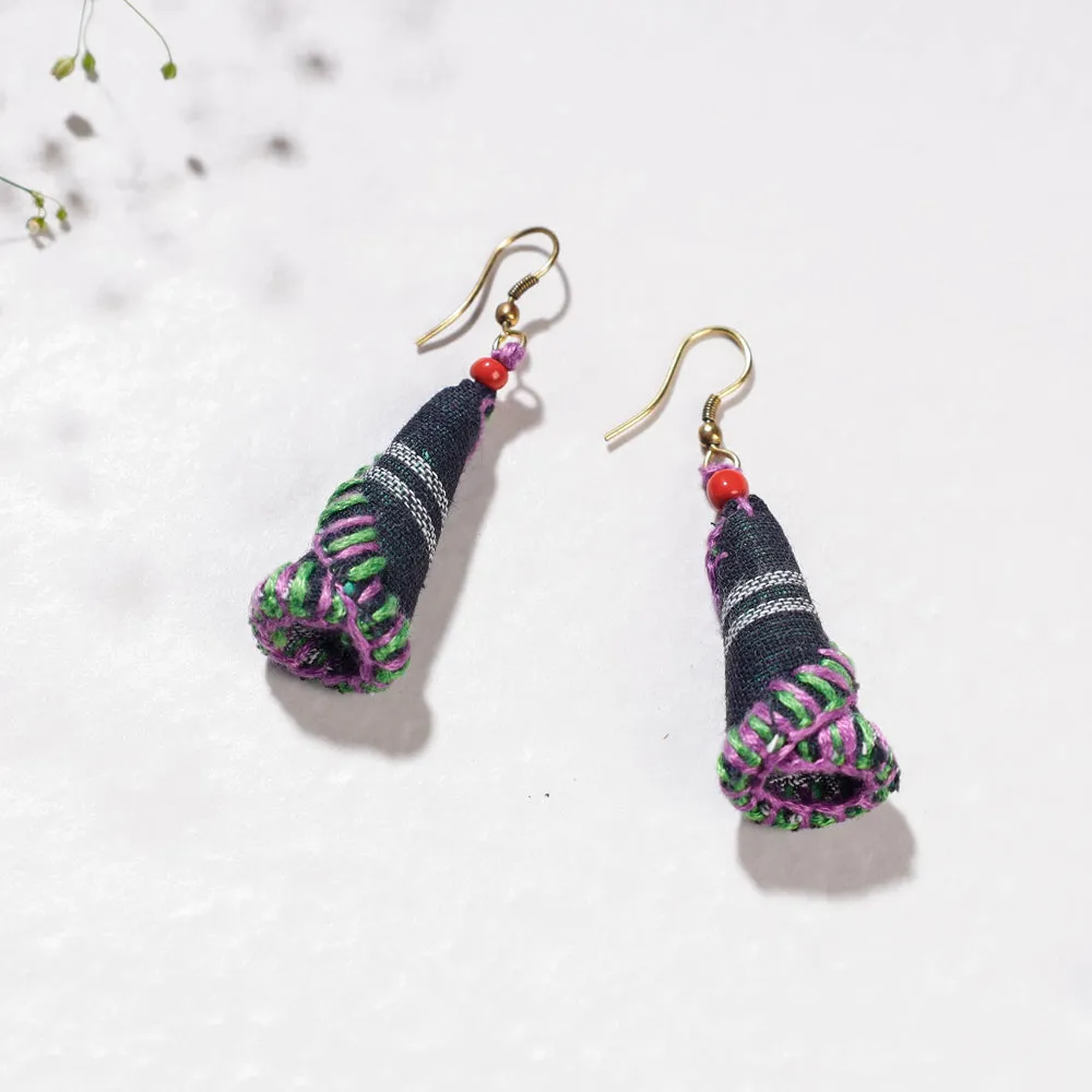 Hand Embroidered Gamcha Fabart Earrings by Rangila Dhaga
