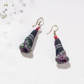 Hand Embroidered Gamcha Fabart Earrings by Rangila Dhaga