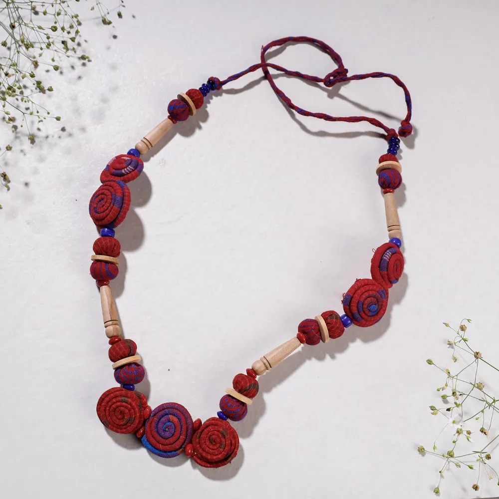 Handcrafted Gamcha Fabart Necklace with Beadwork by Rangila Dhaga