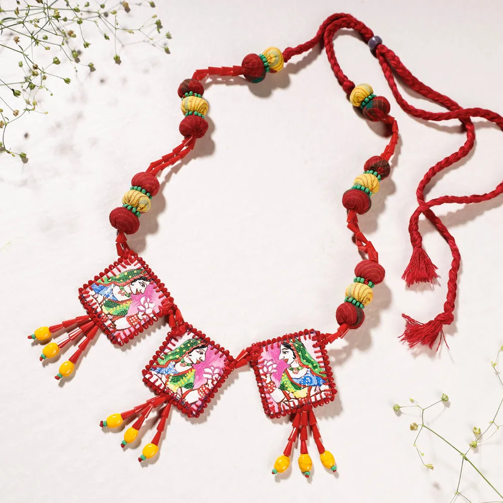 Handpainted Begum Fabart Necklace with Beadwork by Rangila Dhaga