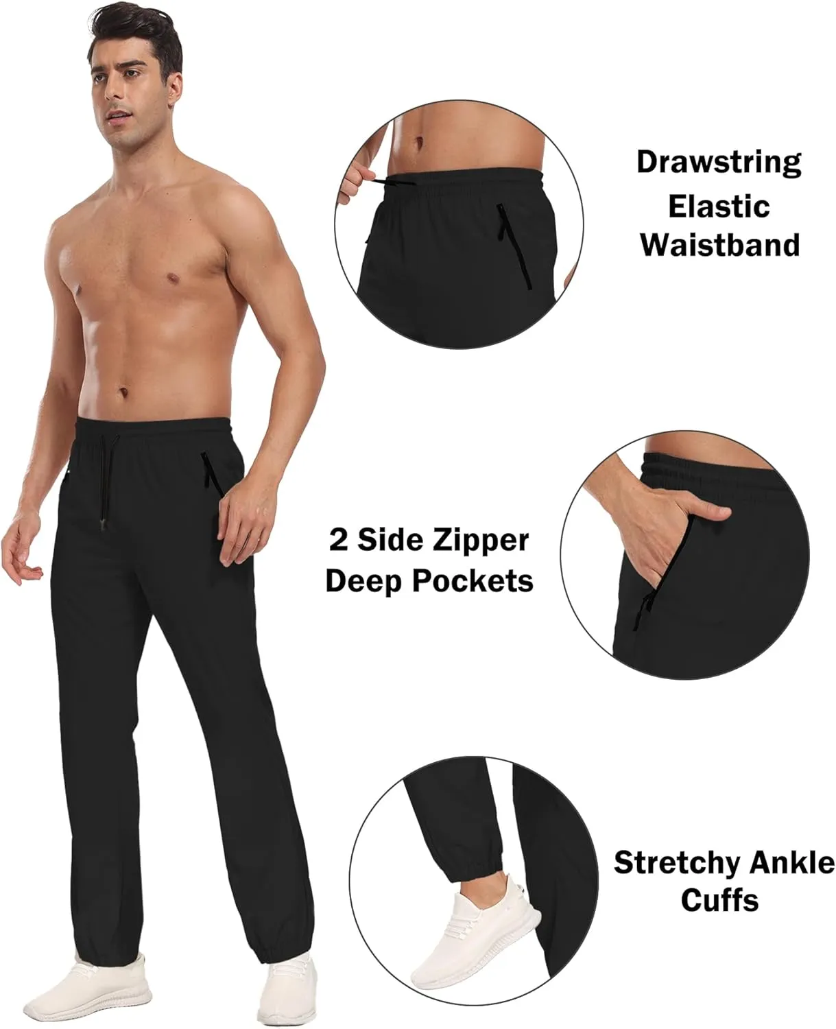 Hiking Pants Men Cargo Pants Water Resistant Lightweight Work Casual Pants Joggers with Zipper Pockets Outdoor HH24019M