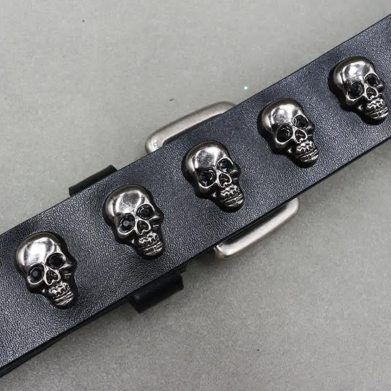 Hip Hop Skull Rivets Double Pin Leather Belt