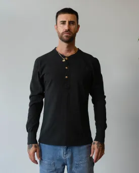 Homespun Knitwear Coalminer Henley Zimbabwe Jersey Aged Black