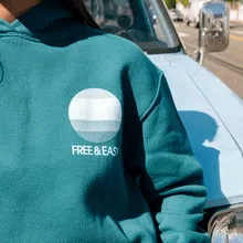 HORIZON LINES HEAVY FLEECE HOODIE - Jade