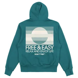 HORIZON LINES HEAVY FLEECE HOODIE - Jade