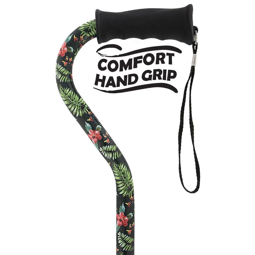 Island Way Designer Convertible Quad Base Walking Cane with Comfort Grip - Adjustable Shaft