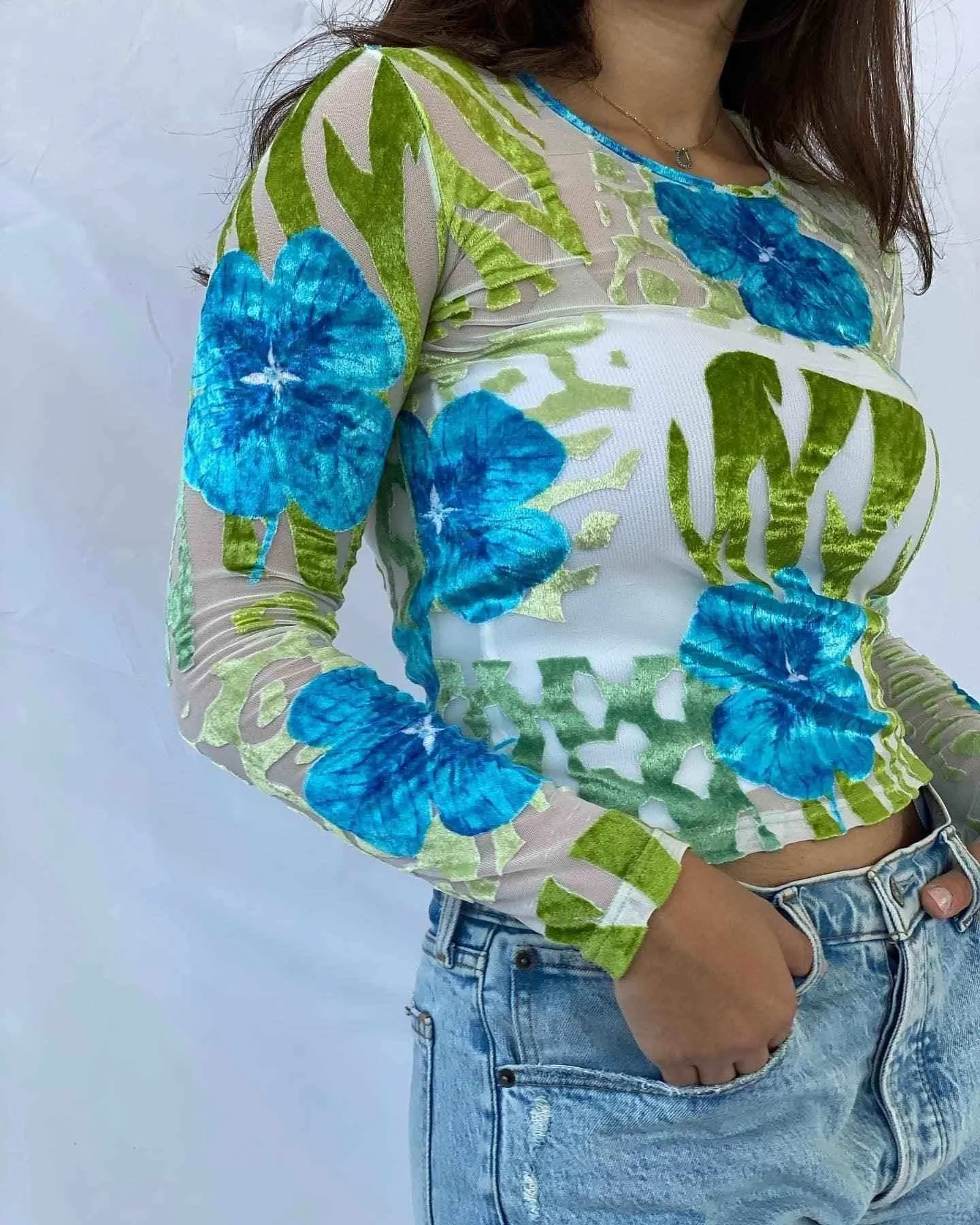 KENZO JEANS Full-Sleeve Mesh Top