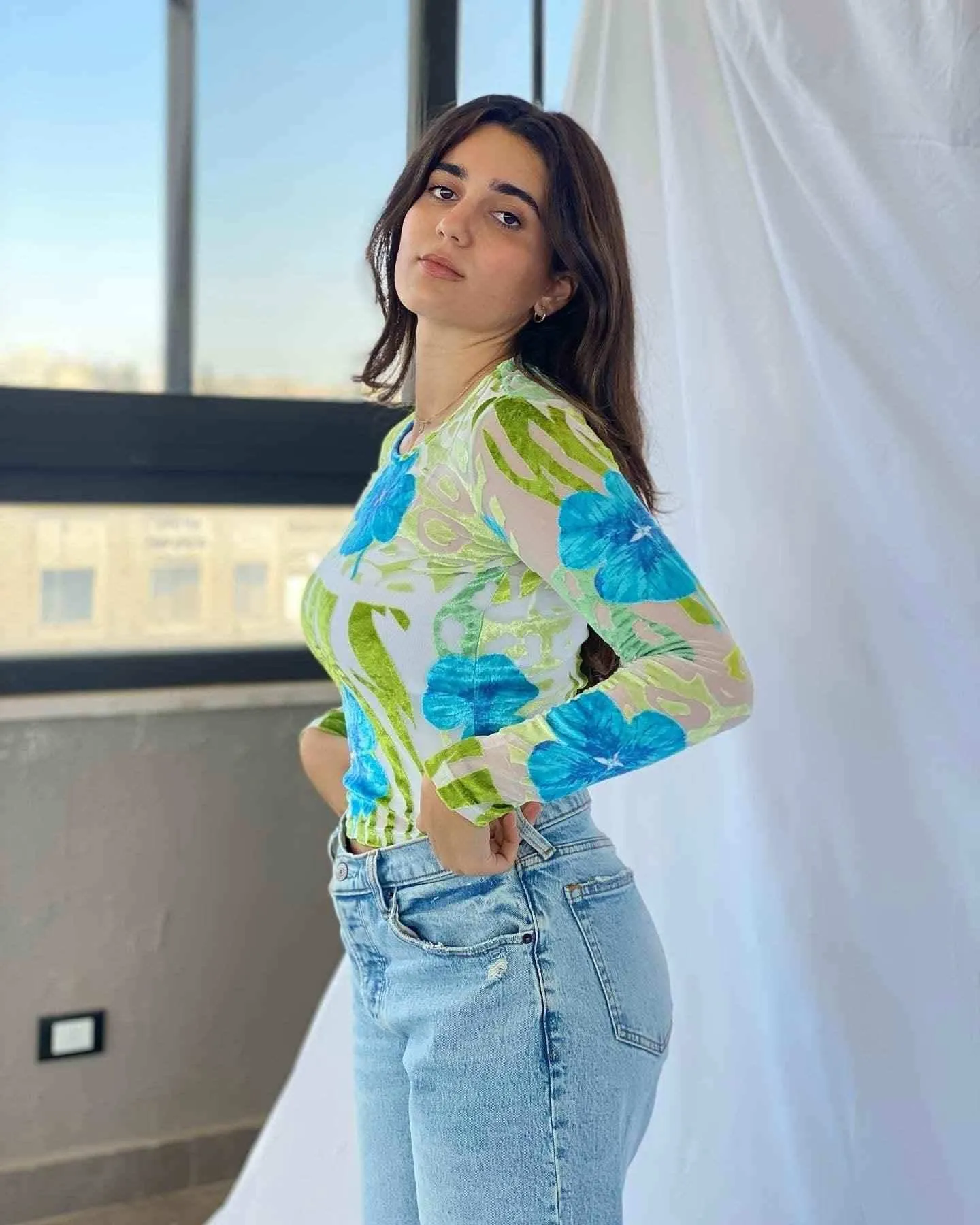 KENZO JEANS Full-Sleeve Mesh Top