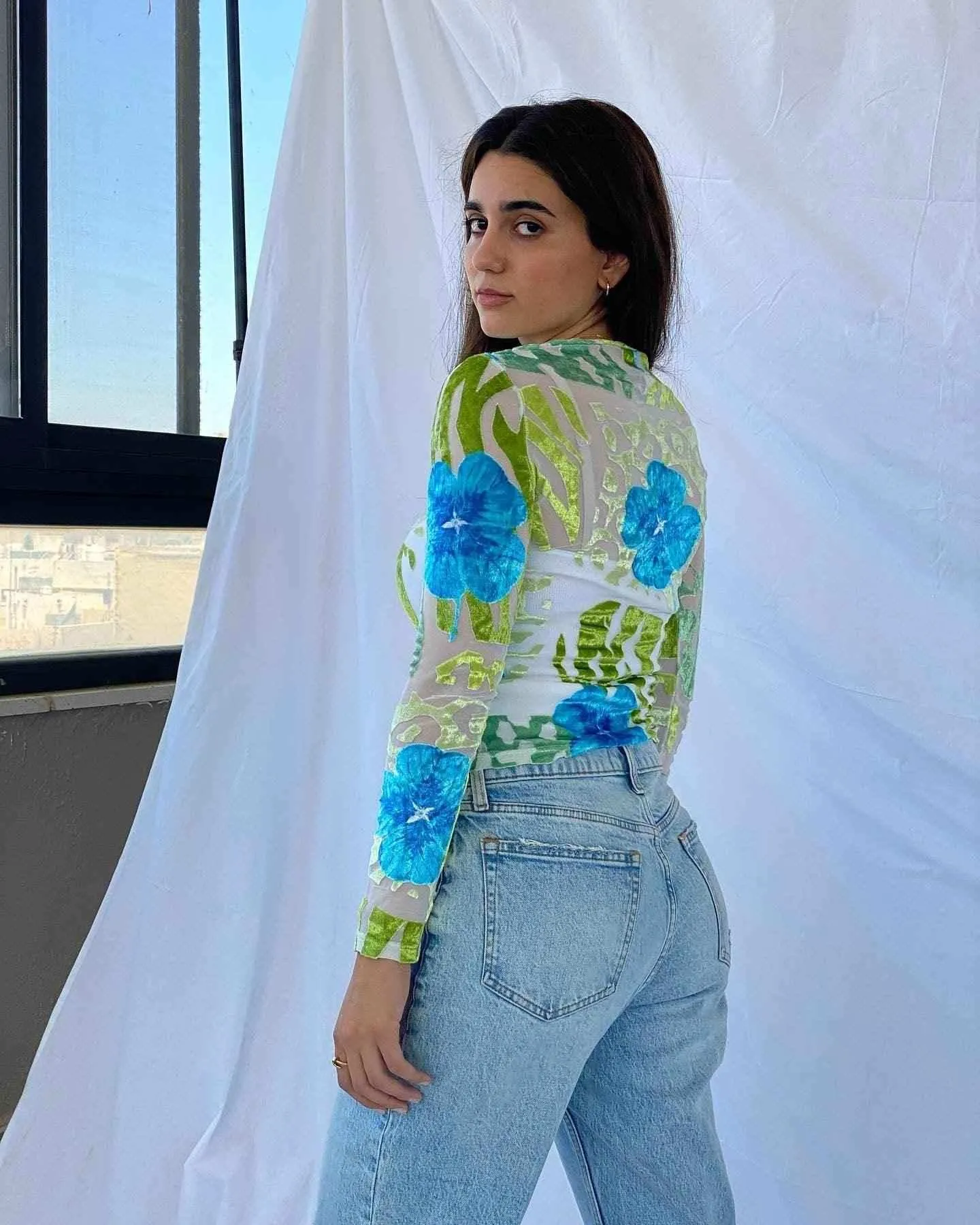KENZO JEANS Full-Sleeve Mesh Top