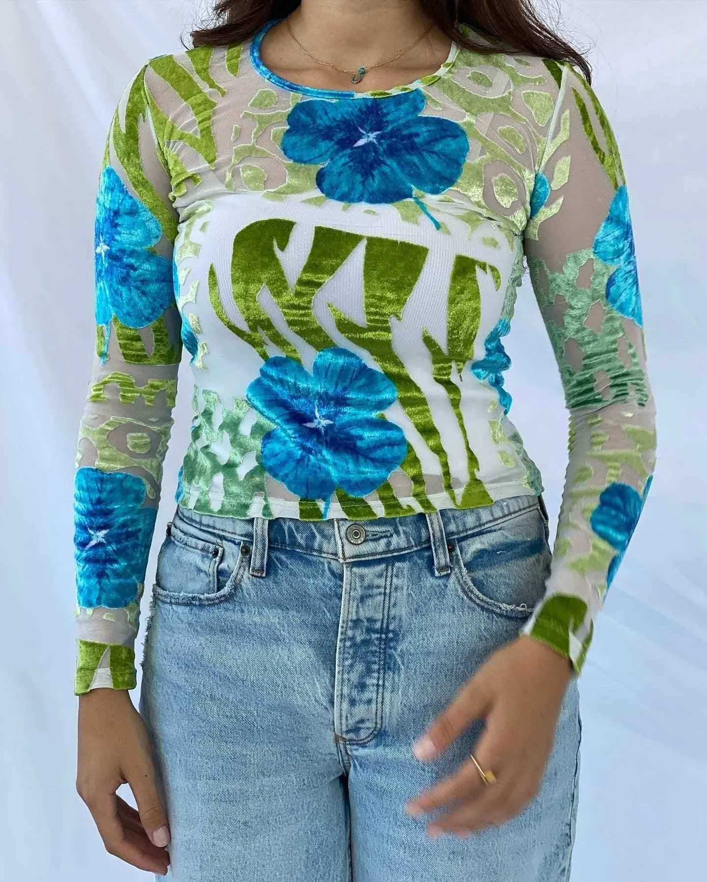 KENZO JEANS Full-Sleeve Mesh Top