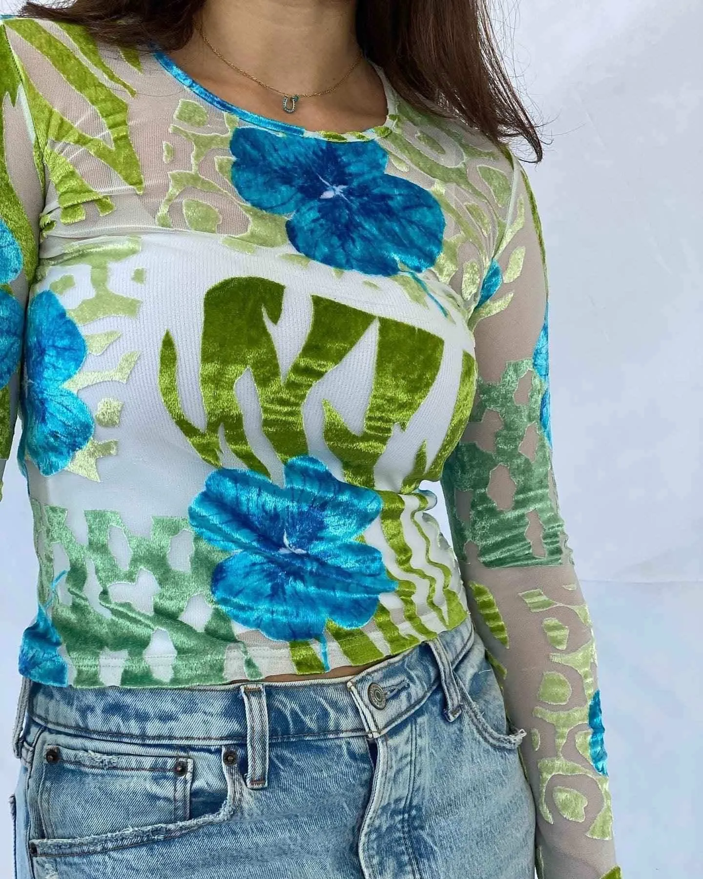 KENZO JEANS Full-Sleeve Mesh Top