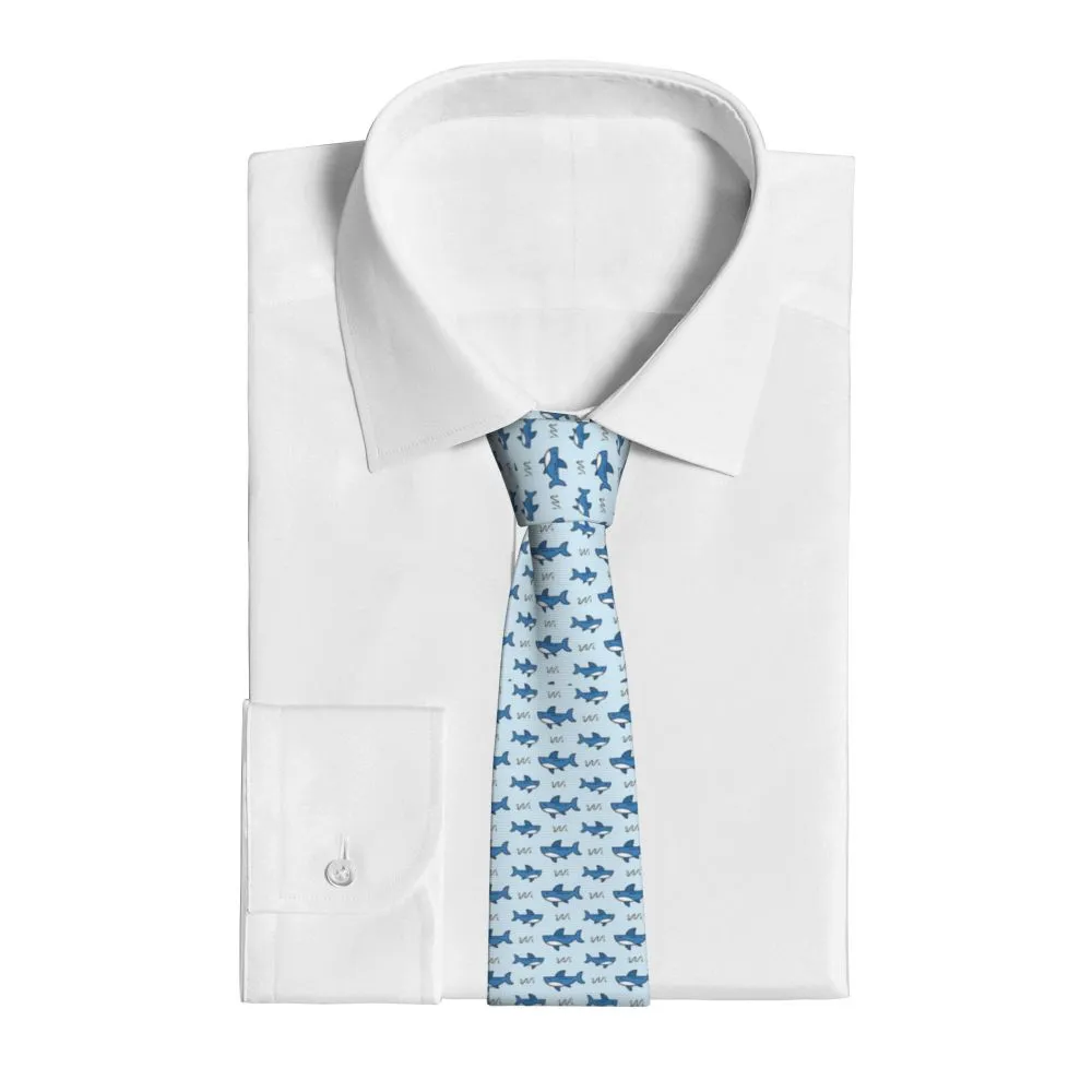 Light Blue Tie: Shark Pattern