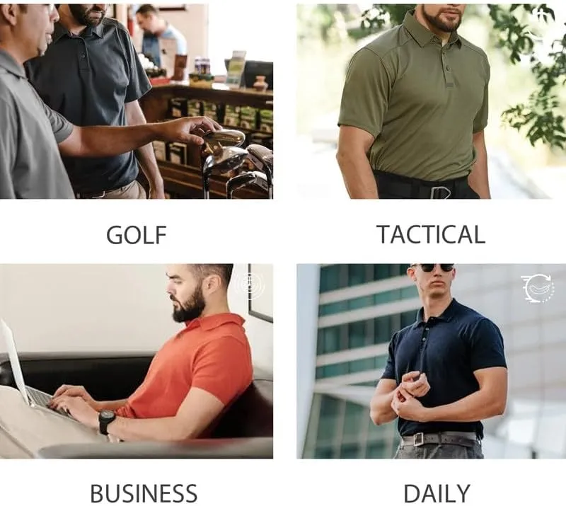 Long Sleeve Polo Shirts for Men Quick Dry Performance Polo T Shirts Collared Tactical Shirt Athletic UPF Golf Shirts