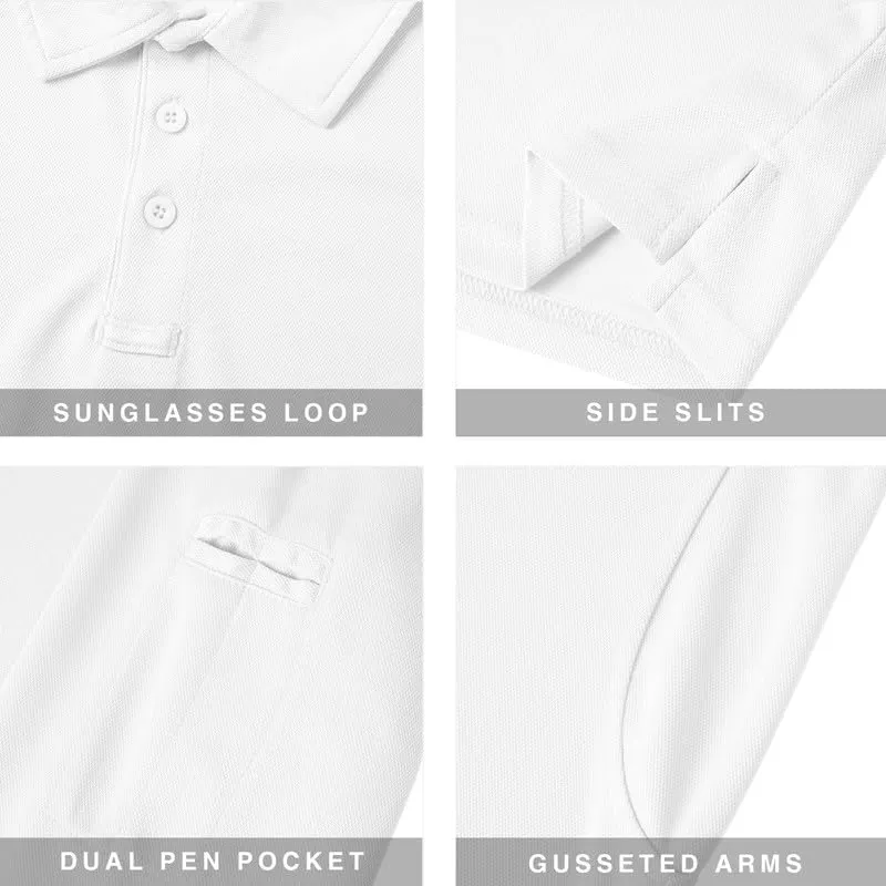 Long Sleeve Polo Shirts for Men Quick Dry Performance Polo T Shirts Collared Tactical Shirt Athletic UPF Golf Shirts