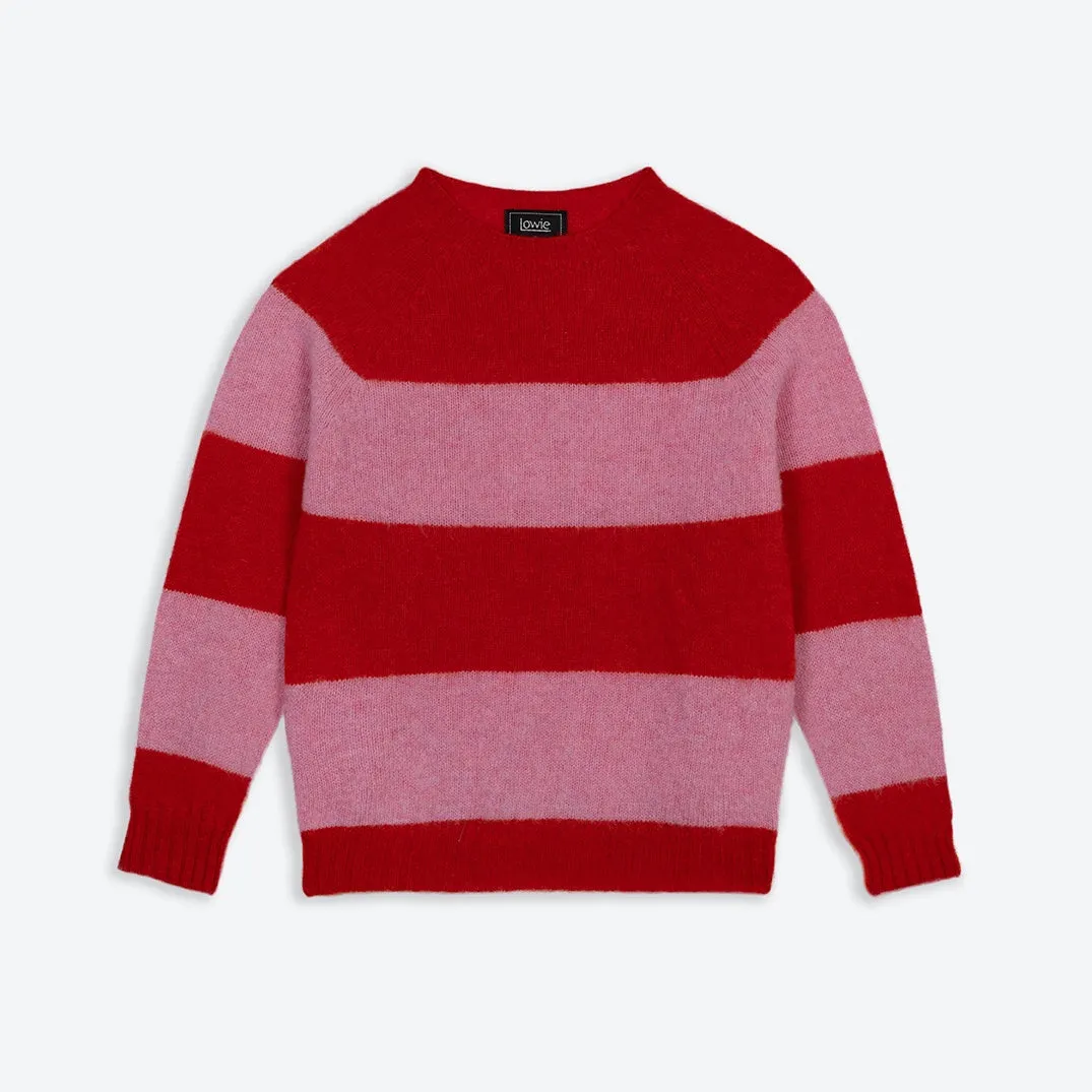 Lowie Pink   Red Stripe Scottish Jumper