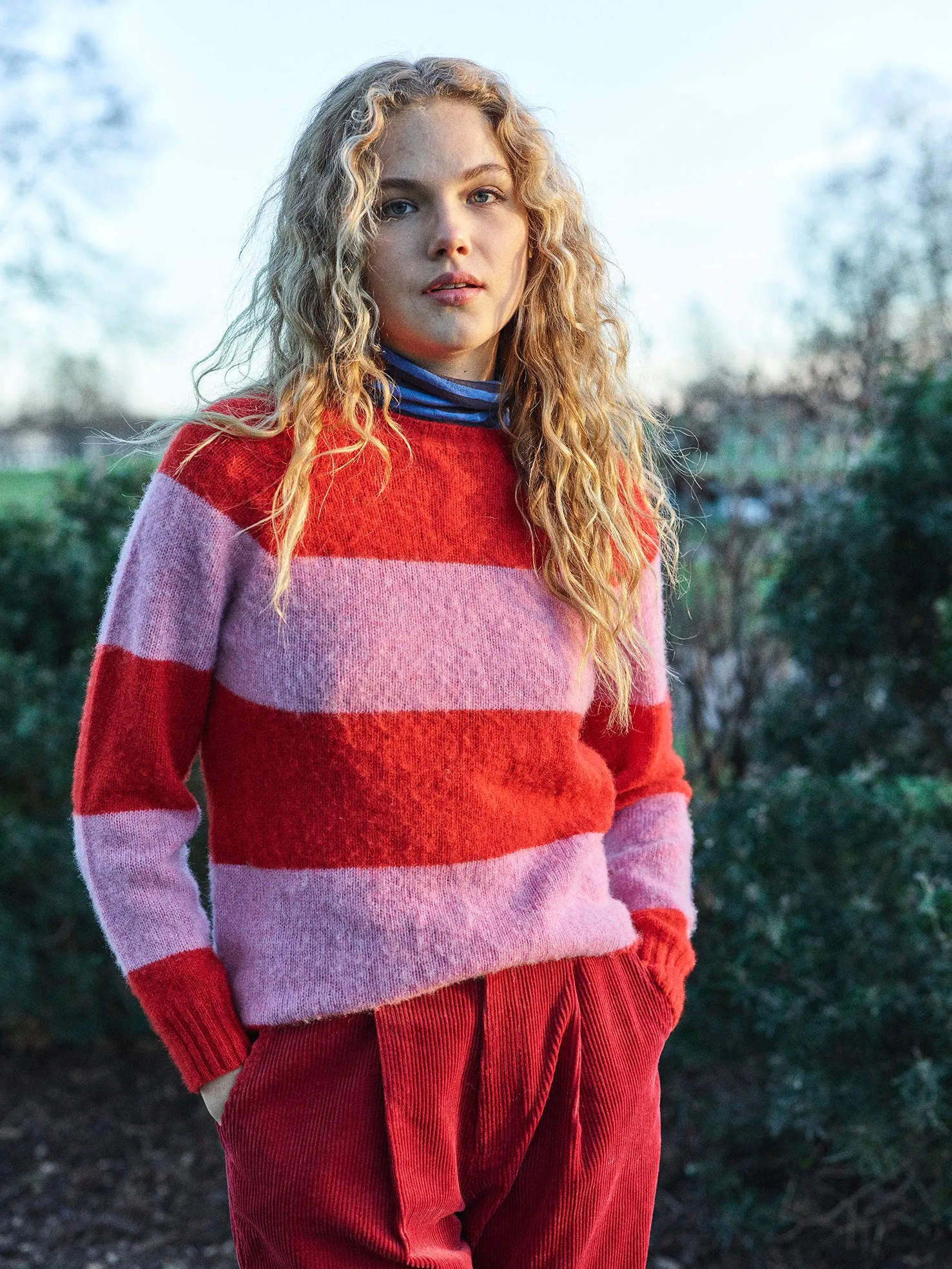 Lowie Pink   Red Stripe Scottish Jumper